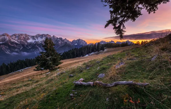Picture sunset, mountains, nature