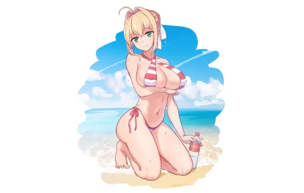 Girl, sexy, Anime, boobs, saber, beautiful, pretty, erotic