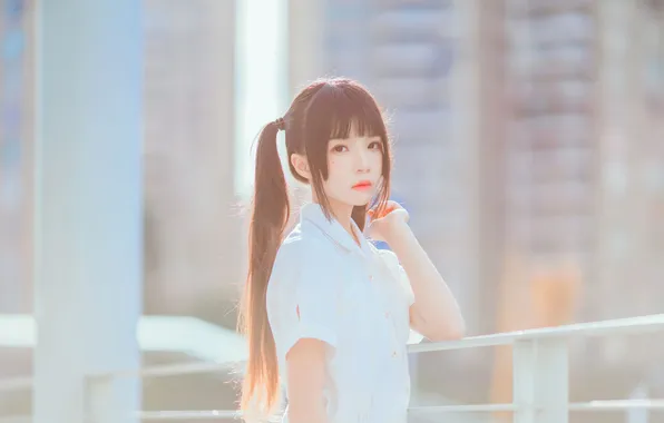 City, Beautiful, Asian, Model, Woman, Building, Cute, Pretty
