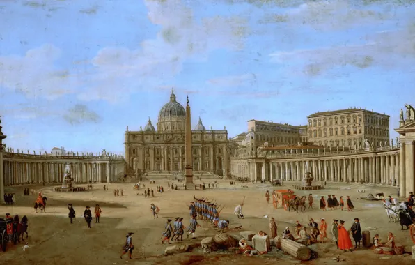 Landscape, the city, people, picture, area, Rome, The Vatican, Gaspar van Wittel