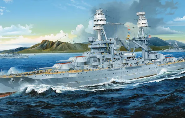 Ship, art, Navy, Arizona, American, military, battleship, USS
