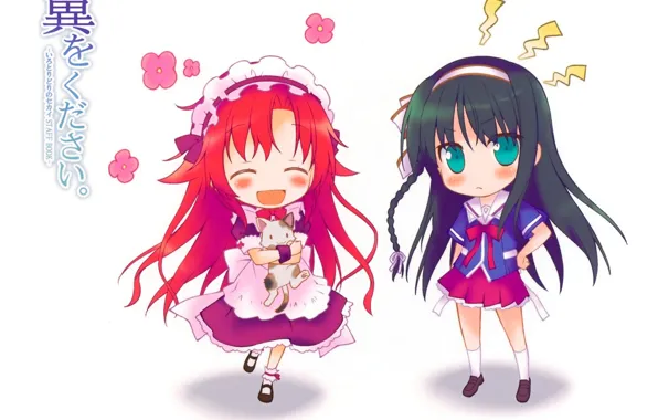 Kitty, friend, bezel, red hair, visual novel, chibiki, Irotoridori from Sekai, by kazuhiro shida