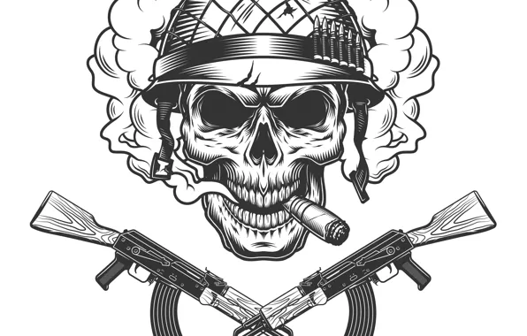 Wallpaper Skull, Smoke, War, White background, Soldiers, Military ...