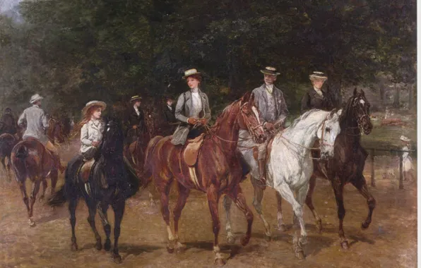 White, black, walk, brown, riders, girl on a horse, HHardy, riding