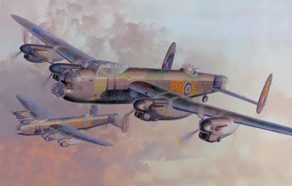 Figure, bomber, British, four-engine, Lancaster B, Avro Aircraft. Typ 683, Mk. 1, Royal Air Force