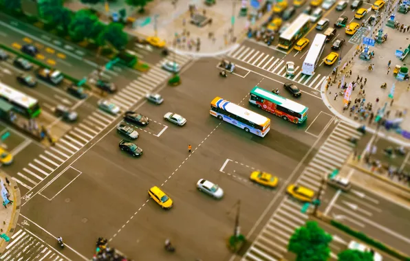 Machine, people, transport, road, crossroads, buses, street, transitions