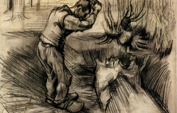 Hard worker, Vincent van Gogh, a man with taproom, Woodcutter