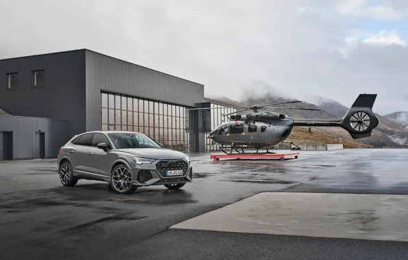 Picture Audi, Helicopter, Car, Audi RS Q3 Sportback, Chronos grey matallic, Chronos grey metallic