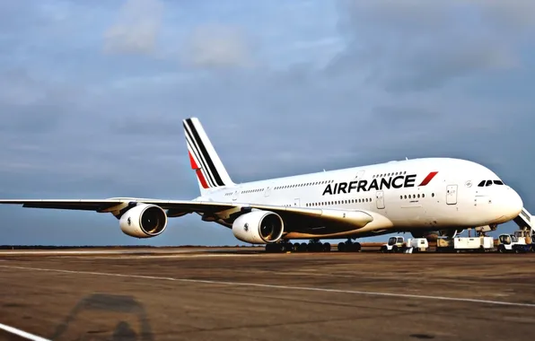 Picture The plane, Is, Aviation, A380, Airbus, Air France, Airliner, On earth