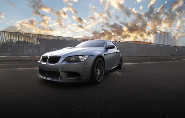 Clouds, sunset, grey, bmw, BMW, Matt, sunset, e92