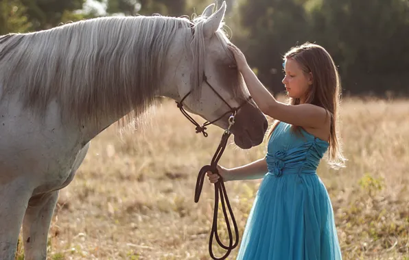 Picture nature, horse, girl