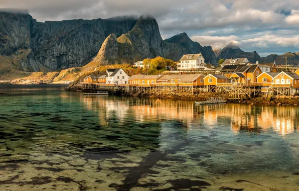 Picture clouds, light, landscape, mountains, nature, blue, rocks, Norway