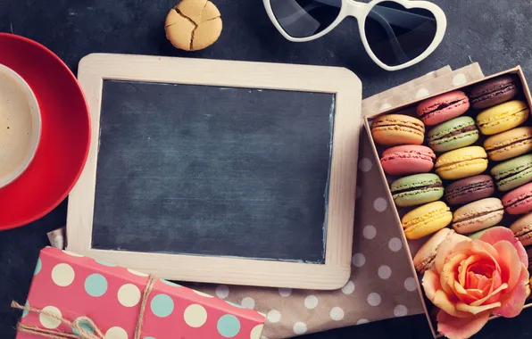 Flowers, gift, colorful, wood, pink, flowers, postcard, macarons