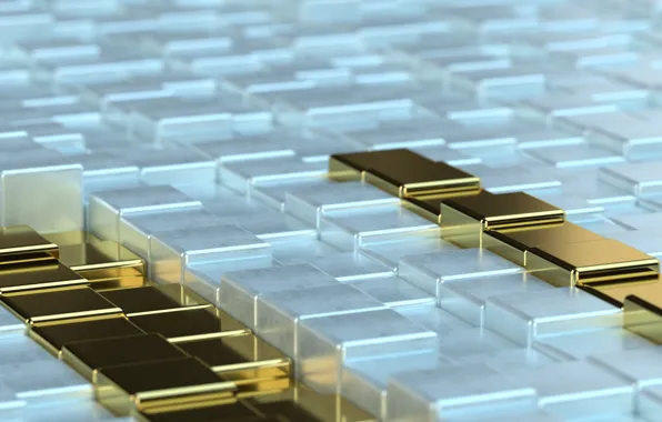 Rendering, gold, abstract, cube, gold, render, cube, 3d abstraction