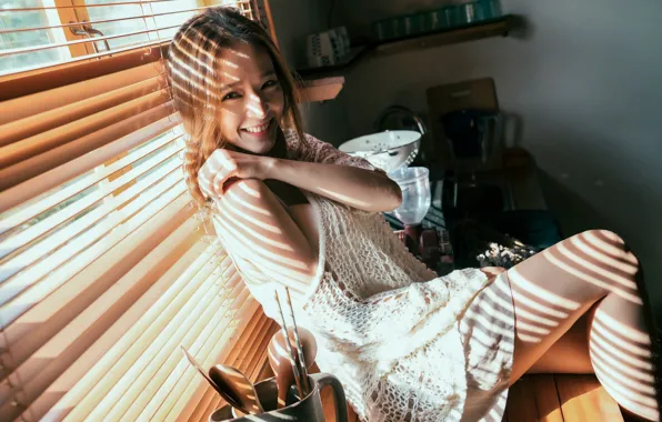 Picture girl, face, smile, window