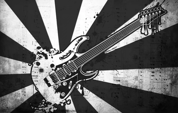 Picture notes, music, black and white, vector, Guitar