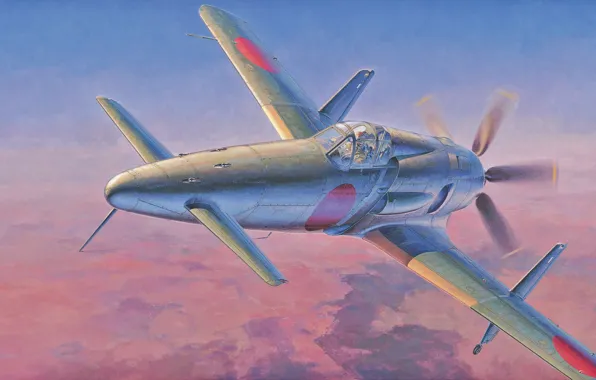Picture war, art, painting, aviation, Kyushu J7W Shinden
