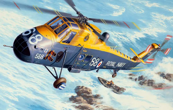 Figure, helicopter, British, multipurpose, The Royal Navy, Andrew Deredos, Westland Wessex, HAS Mk.3
