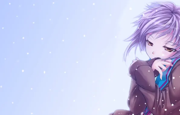 Picture look, snow, background, anime