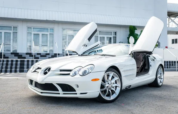 Picture Roadster, White, Door, Supercar, 2009, Mercedes-Benz SLR McLaren