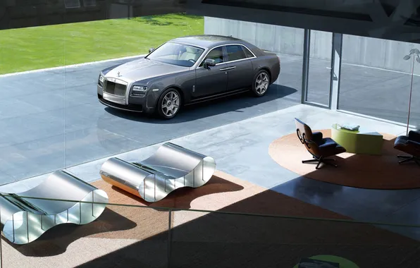 Picture auto, house, Rolls Royce, Ghost, glass, rolls Royce