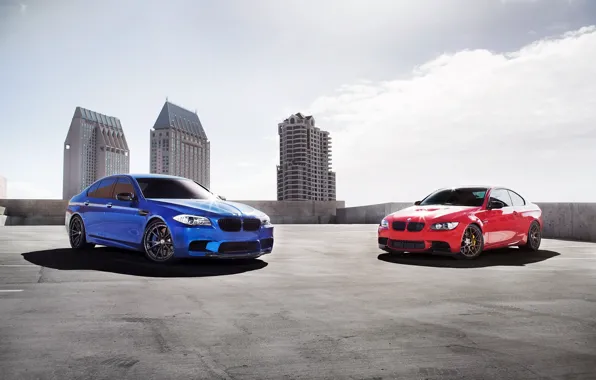 The sky, blue, red, bmw, BMW, coupe, red, sedan