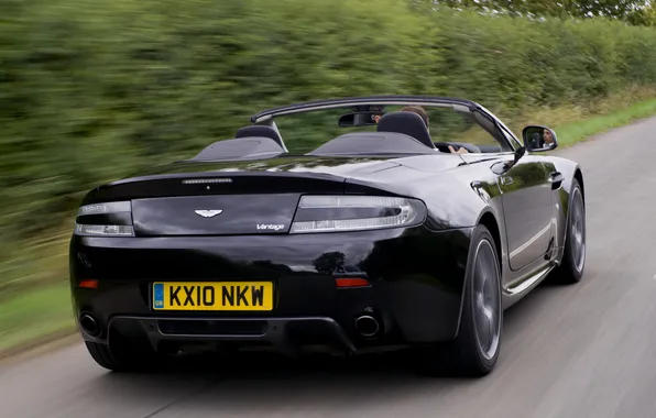 Aston Martin, Roadster, car, V8 Vantage, black, back, N420