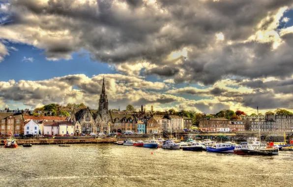 The city, Marina, promenade, Scotland, Edinburgh, Edinburgh, Newhaven Harbour