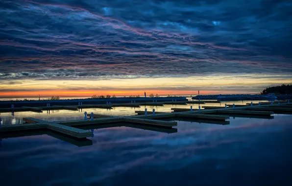 Landscape, night, pier