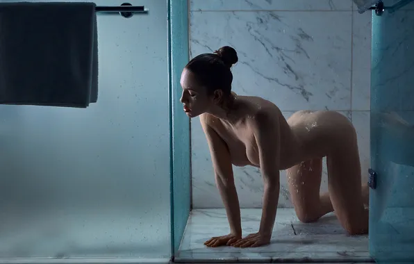 Chest, sexy, model, naked, body, wet, hands, makeup