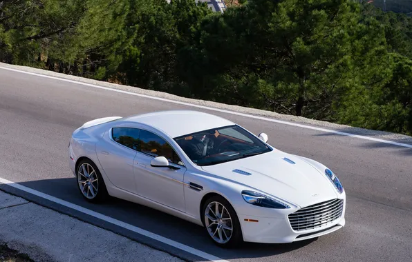 Road, car, auto, trees, Aston Martin, white, Fast S