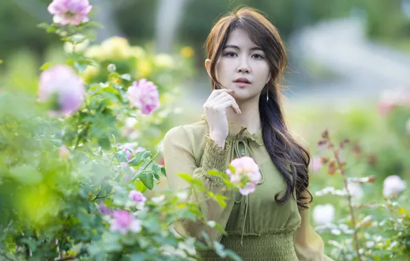 Picture girl, nature, Asian