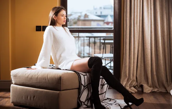 Model, gorgeous, photoshoot, posing, beautiful face, sweater, striking, Hilary C