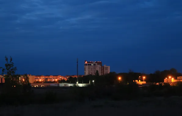 The sky, night, building, home, spring, the evening, lights, Russia