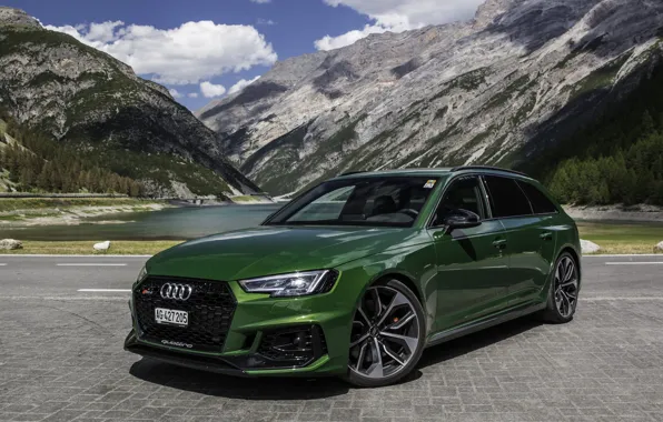 Wallpaper green, audi, quattro, 2018, rs4, before for mobile and ...