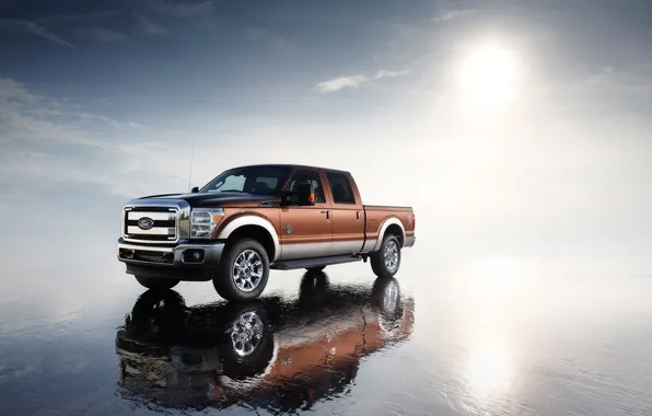 Picture sand, beach, reflection, Ford F-series