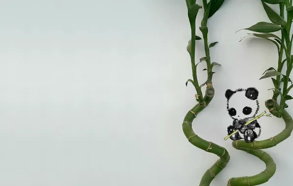 Mood, figure, minimalism, bamboo, art, Panda