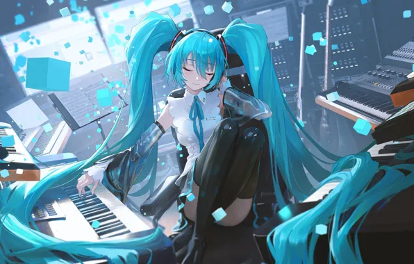 Dreams, music, anime, keys, Hatsune Miku, Vocaloid, synth, Studio