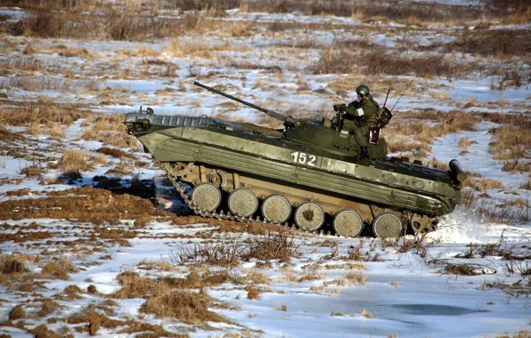 Picture machine, combat, BMP-2, infantry