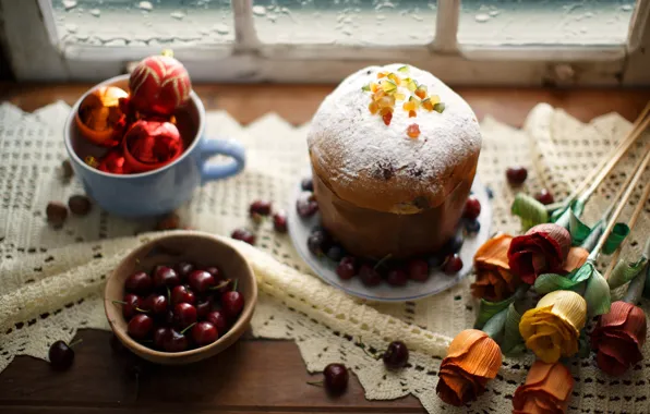 Flowers, berries, roll