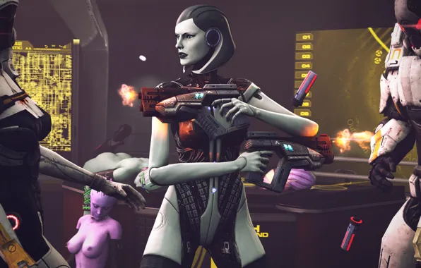 Chest, weapons, guns, mass effect, cerberus, edi, asari