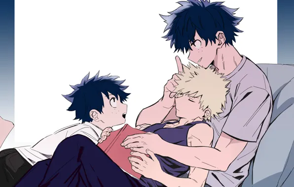 Boy, sleeping, book, guys, My Hero Academia, Boku No Hero Academy, Midori Isuku, My Hero …