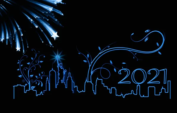 Stars, design, the city, vector, New York, New year, fireworks, USA