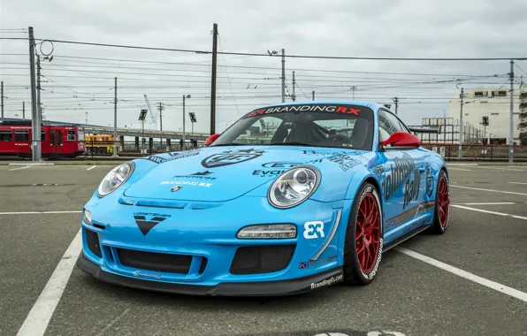 Picture red, wheels, porsche, gt3, blue