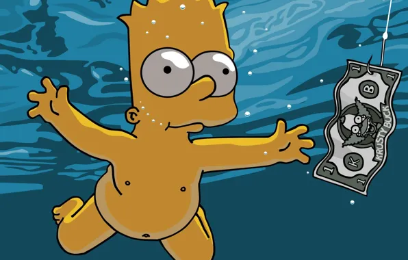 Picture cartoon, The simpsons, simpsons, Bart, Nevermind, Nirvana