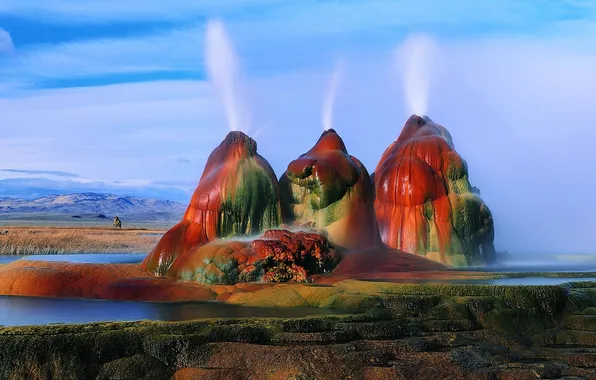 Desert, USA, usa, nevada, geyser, Nevada, Black Rock desert