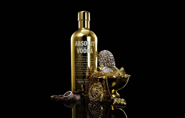 Black background, absolute, vodka