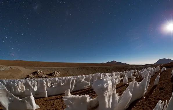 Stars, The moon, plateau, The Magellanic clouds, penitenti, Chajnantor