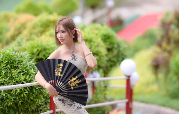 Girl, fan, Asian