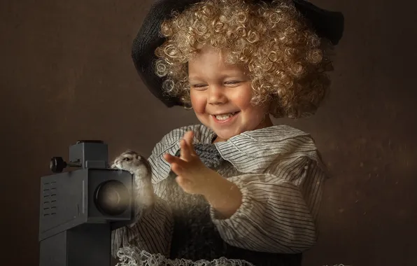 Picture light, joy, hat, boy, hamster, baby, costume, curls